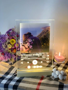 Скляні постери з теплою білою підсвіткою. Дизайн Spotify. Розмір А4
