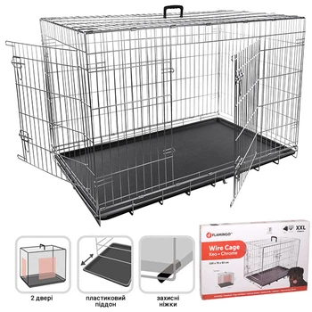 Клітка 2-Х Дверна Для Собак Flamingo Wire Cage Keo Silver 120*76*82