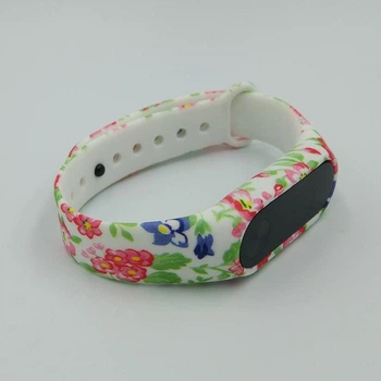Ремінець Xiaomi Mi Band 2 з малюнком силіконовий браслет miband Весняні квіти - 1605P