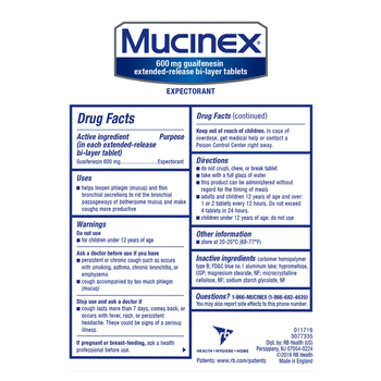 Муцинекс таблетки от кашля, Mucinex Expectorant 12 hours, 600мг 20шт