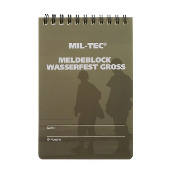 Блокнот Mil-Tec Влагостойкий 48 листов 10х15см Олива MELDEBLOCK WASSERFEST GROSS (15981002)