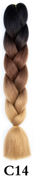 Канекалон Jumbo Braid омбре трехцветный черный коричневый бежевый теплый коса 60 см Вес 100 грам Термостойкий С14