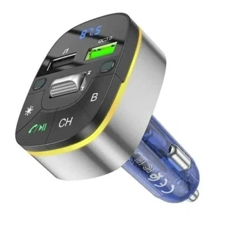 АЗУ с FM-модулятором HOCO E71 трансмитер Crystal transparent discovery edition QC3.0 car BT FM transmitter Dark Blue
