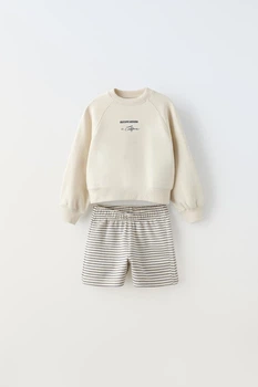 Комплект дитячий (світшот + шорти) Zara 9000/667 140 см Молочний