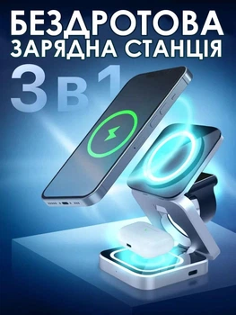 Беспроводное зарядное устройство 3 в 1 беспроводная зарядка для телефона,часов и наушников