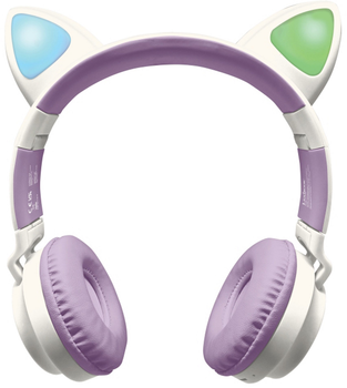 Słuchawki Lexibook Wireless Headphones with Luminous Cat Ears White (HPBTKT)