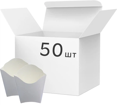 Упаковка для картоплі фрі Альфа Папер Кап Мини біла 50 шт (4885845697891)