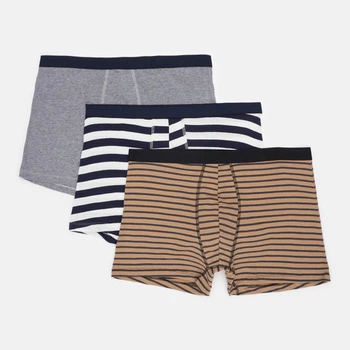 Трусы (3шт) Basic Collection XXL бежевый полоска, бело черный полоска, серый меланж 1438090258