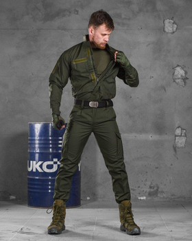 Тактический костюм 3в1 штаны+футболка+куртка L олива (19499)
