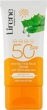 Сонцезахисний крем для обличчя з алое вера - Lirene Sun Care Emulsion SPF 50 50ml (1071964-139974)