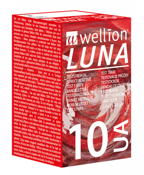 Тест полоски для тестирования уровня мочевой кислоты в крови Wellion Luna 10 шт