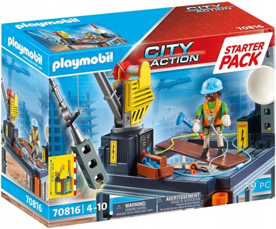 Klocki Playmobil City Action Starter Pack Plac budowy z wciągarką linową (4008789708168)