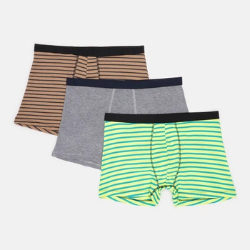 Трусы (3шт) Basic Collection XXL оранжевый принт, бежевый в полоску, синий меланж 14380929566