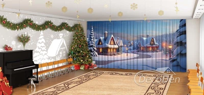 Новогодние Фото Шторы в детский сад PHOTODECOR "Сказочный городок" 1 кв.м