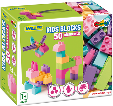 Конструктор Wader Kids Blocks 50 элементов розовый (41297)
