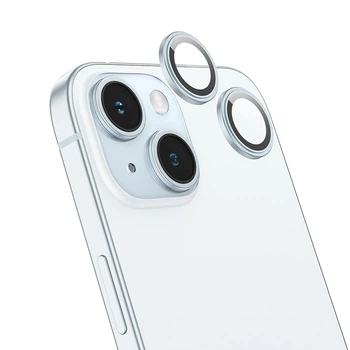 Защитное стекло для камеры iPhone 15 и iPhone 15 Plus Hoco V14 3D metal frame lens film. Blue