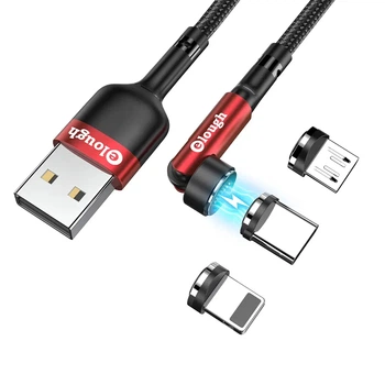 Кабель магнитный с быстрой зарядкой 7 Contact 3 A, 3 в 1 Micro USB/Lightining/Type C, вращение на 54 Elough 000288508