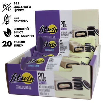 Батончик Protein Bar 20%, 12x60 грам Печиво-крем FitWin (2000002902959)