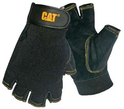 Захисні рукавички CAT без пальців зі свинячої шкіри M чорні (4895171749553)