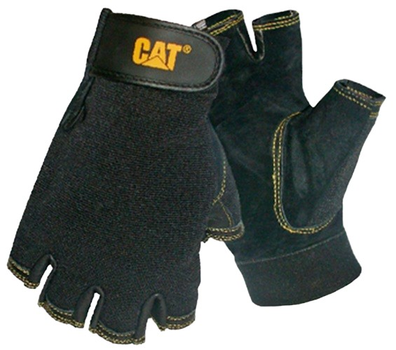 Захисні рукавички CAT без пальців зі свинячої шкіри XL чорні (4895171749614)
