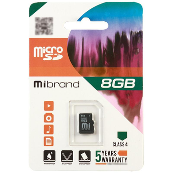 Карта памяти micro-SDHC 8Gb Mibrand Class4 no adapter (58127)
