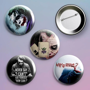 Закатные значки Джокер Joker DC Comics металлические на булавке 56 мм 4 штуки в комплекте