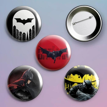 Закатные значки Бэтмен Batman DC Comics металлические на булавке 56 мм 4 штуки в комплекте