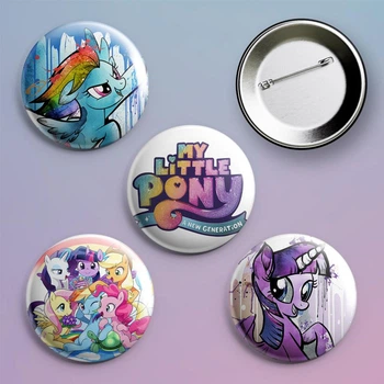 Закатные значки Май Литл Пони My Little Pony металлические на булавке 56 мм 4 штуки в комплекте