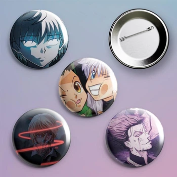 Закатные значки аниме Хантер х Хантер Hunter × Hunter металлические на булавке 56 мм 4 штуки в комплекте