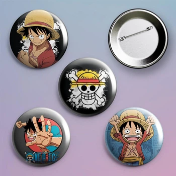 Закатные значки аниме Ван Пис One Piece металлический на булавке 56 мм 4 штуки в комплекте