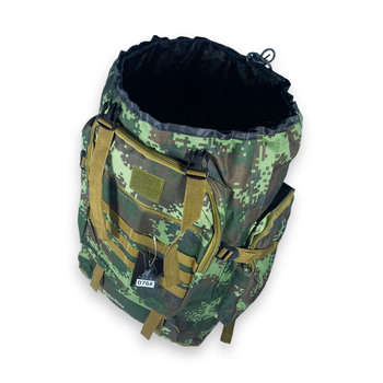 Тактично-туристичний рюкзак, 60 л, з розширенням, один відділ, розмір: 70(80)*35*20 см, темно-зелений піксель