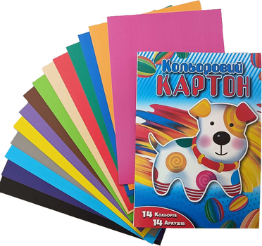 Набор картона Аркуш цветной 14 листов + белый 12 листов (602/105)