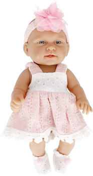 Lalka bobas Pure Baby w różowej sukience z opaską 25 cm (5904335886795)