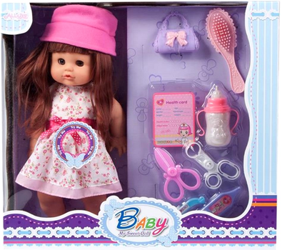 Lalka bobas Mega Creative Baby My Sveet Doll z długimi włosami i w różowej panamie 35 cm (5903246438635)