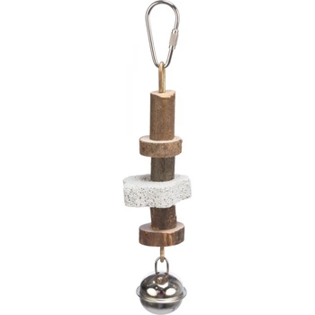 Игрушка для птиц Trixie Natural Living подвесная с вулканическим камнем, натуральные материалы, 16 см