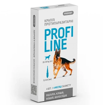Капли на холку для собак ProVET Profiline от внешних паразитов 3 мл 4 пип (PR243102)