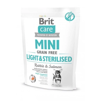 Сухой корм для собак мелких пород Brit Care Mini GF Light Sterilised с кроликом и лососем (MLZ7738)