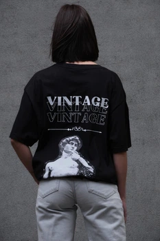 Жіноча Оверсайз Футболка З Принтом Without Vintage Black S/M (8049247)