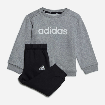 Дитячий спортивний костюм (світшот + штани) для хлопчика Adidas I Lin FL Jog HR5882 80 см Сірий/Чорний (4066748142125)