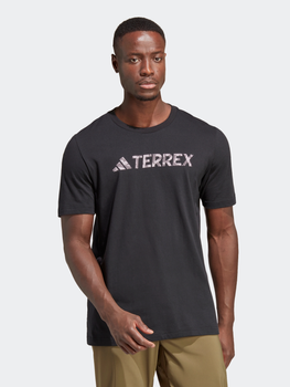 Футболка бавовняна довга чоловіча Adidas Terrex Logo Tee HZ1399 2XL Чорна (4066751285871)