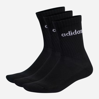 Набір чоловічих шкарпеток високих бавовняних Adidas Cushioned Linear Crew 3P IC1301 43-45 3 пари Чорний (4066746459744)