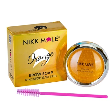 Фиксатор для бровей Nikk Mole Апельсин 15 г в комплекте со щеточкой 1 шт (BS Or15/2)