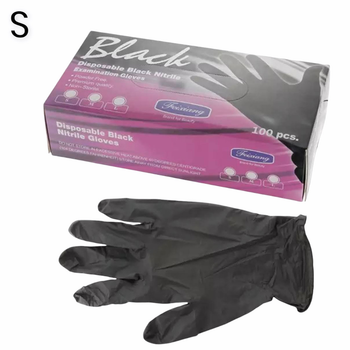 Защитные перчатки нитрил/виниловые чёрные, 100 шт. S