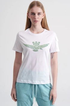 Біла футболка з орлом Aeronautica Militare 6231 M