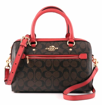 Сумка Coach Rowan Satchel In Signature Canvas коричнево-червона
