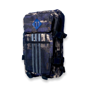 Тактичний, штурмовий рюкзак 16073 два відділи, 2 фронтальні кишені 25л, розмір 43*23*17 см коричнево-синій