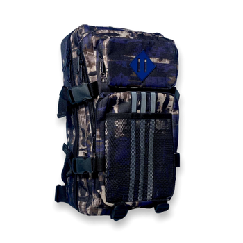 Тактичний, штурмовий рюкзак 16073 два відділи, 2 фронтальні кишені 25л, розмір 43*23*17 см коричнево-синій