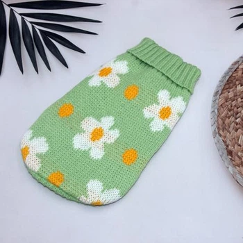 В'язаний акриловий светр для собак Pet Style "Зелена квітка" XS
