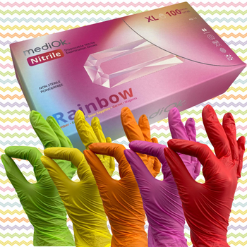 Перчатки Нитриловые пять цветов XL, 100 шт (MediOk RAINBOW)
