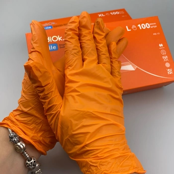 Перчатки Нитриловые оранжевые XS, 100 шт (MediOk AMBER)